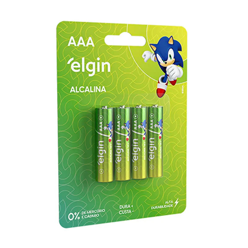 Pilha alcalina palito AAA com 4 unidades - Elgin
