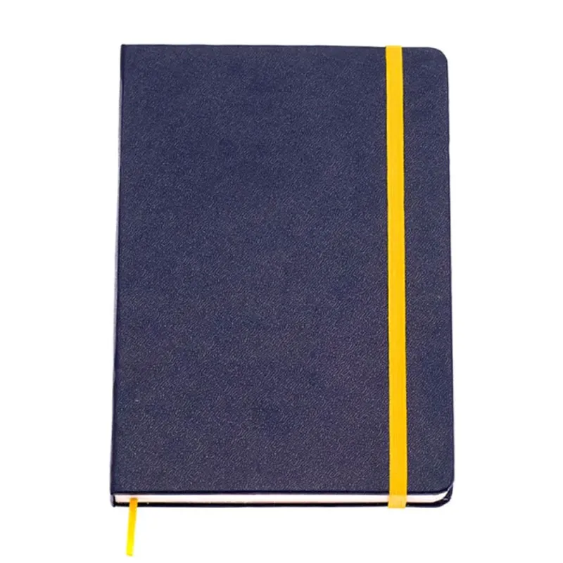 Caderneta capa dura 1/8 Fitto Clássica Azul Marinho e Amarelo pautado 160 folhas - Cicero