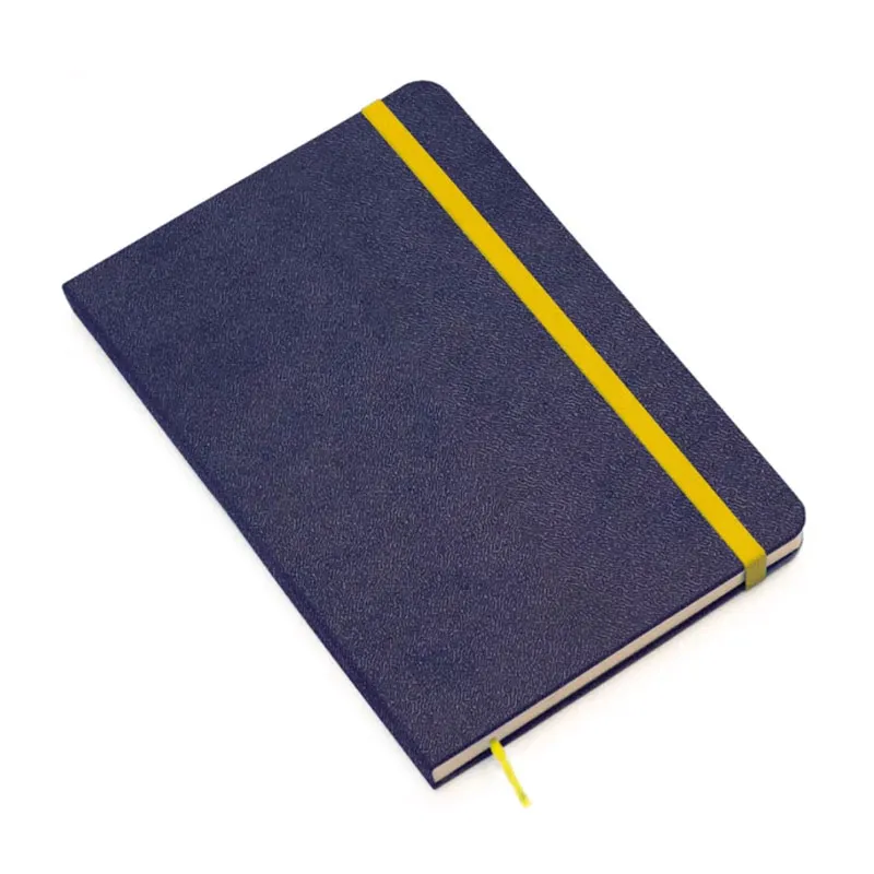 Caderneta capa dura 1/8 Fitto Clássica Azul Marinho e Amarelo pautado 160 folhas - Cicero