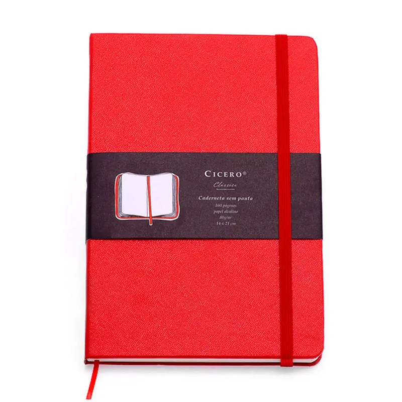 Caderneta capa dura 1/8 Fitto Clássica Vermelho sem pauta 160 folhas - Cicero