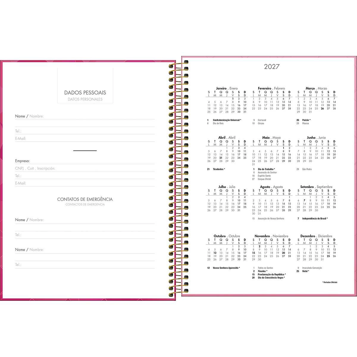 Agenda executiva espiral diária Spot Feminina 275x200mm 2027 - Tilibra