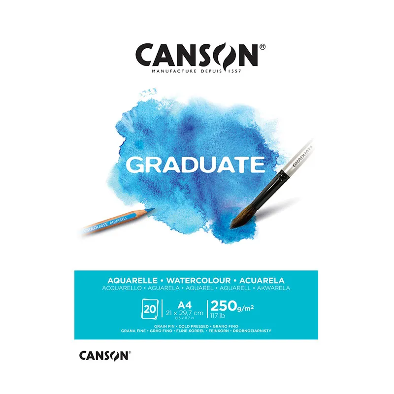 Bloco graduate aquarela A4 250g- com 20 folhas - Canson
