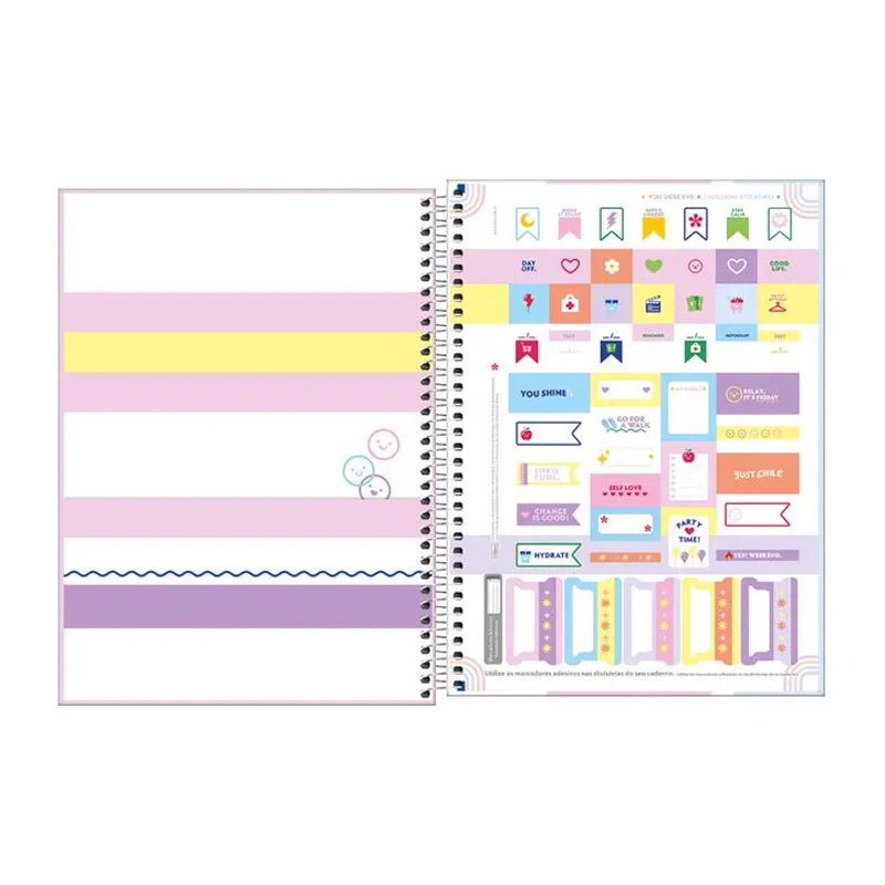 Caderno espiral capa dura universitário 10x1 160 folhas Happy - Tilibra