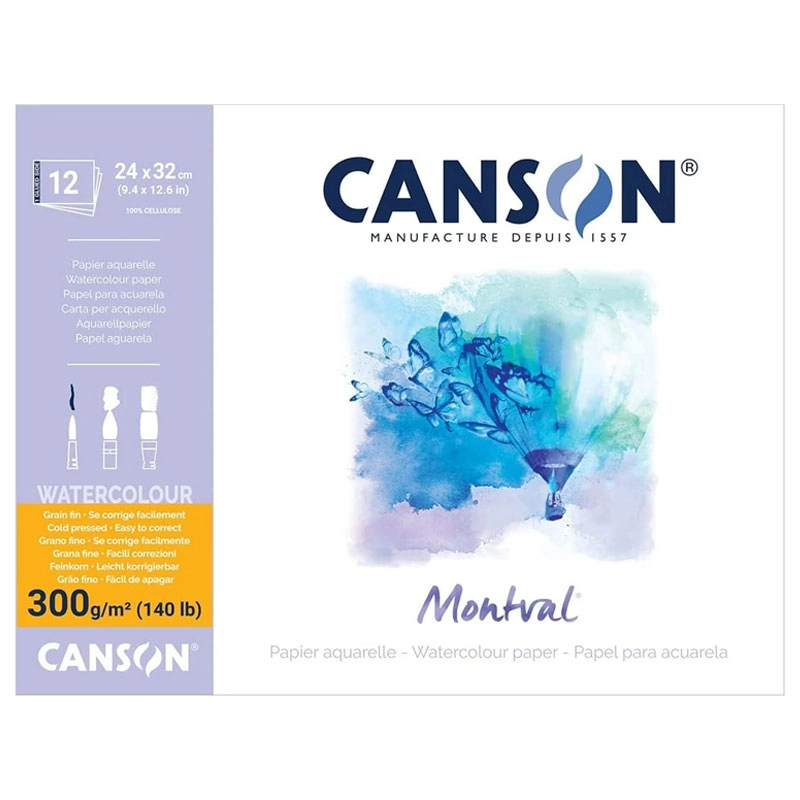 Bloco montval aquarela fina A4 300g - com 12 folhas - Canson
