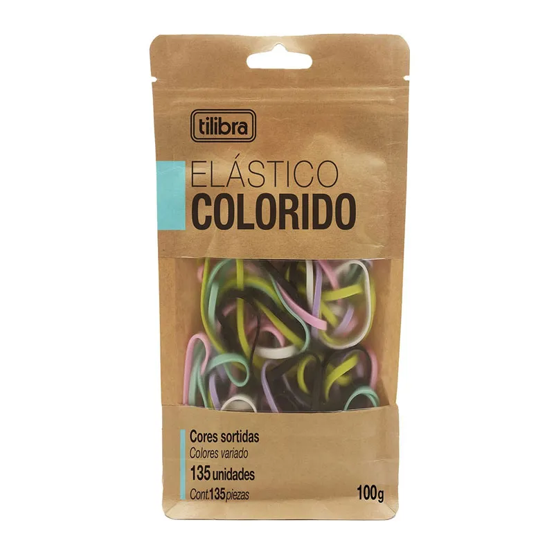 Elástico latex colorido Kraft Bag com 100g - Tilibra