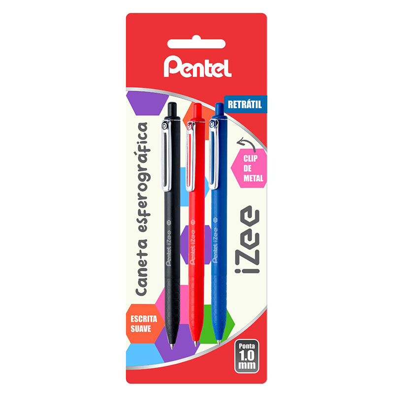 Pentel Caneta Retrátil Izee Multi 4 Cores 1.0 Azul Marinho E Branco