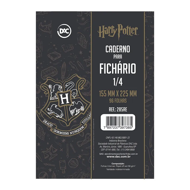 Bloco refil caderno argolado colegial 96 folhas pautado Harry Potter - Dac