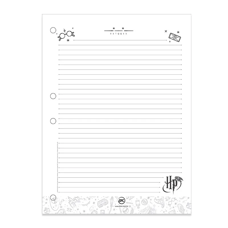 Bloco refil caderno argolado colegial 96 folhas pautado Harry Potter - Dac