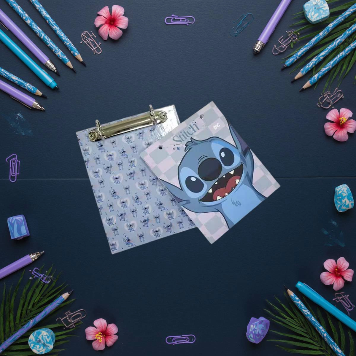 Caderno argolado 1/4 vertical 80 folhas com 2 argolas 4221 Stitch - Dac