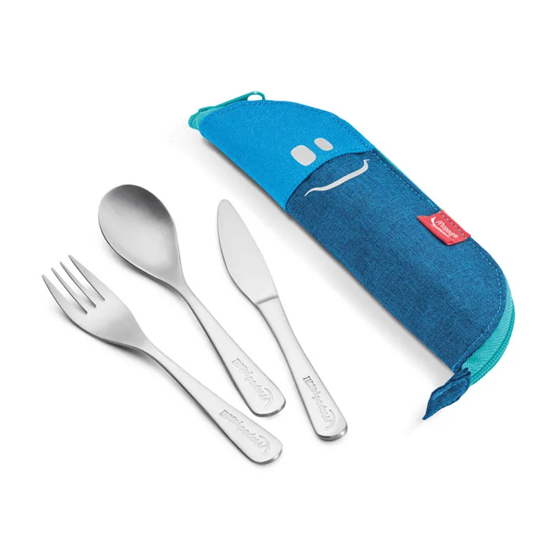 Kit talheres inox com 3 peças Picnik Concept Kids Azul 878003 - Maped