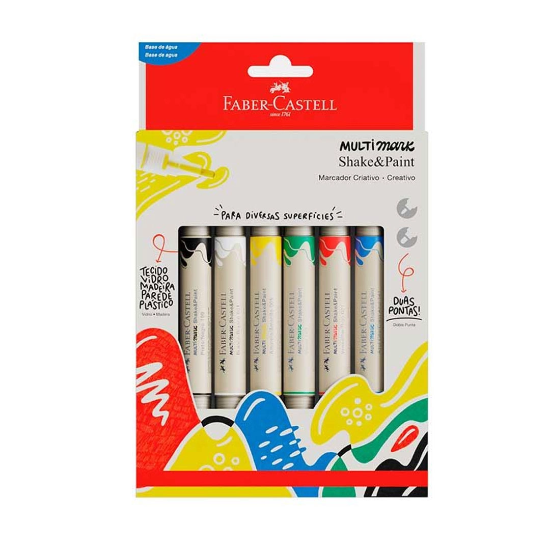 Pincel marcador multisuperfícies Multimark Basic 6 cores MM/ES6BSP - Faber-Castell