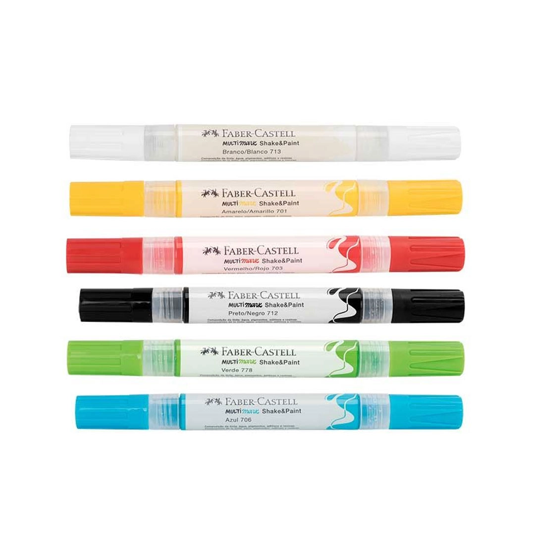 Pincel marcador multisuperfícies Multimark Basic 6 cores MM/ES6BSP - Faber-Castell