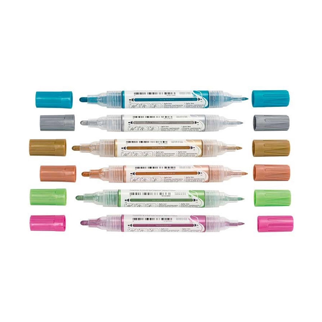 Pincel marcador multisuperfícies Multimark Metallic 6 cores MM/ES6MSP - Faber-Castell