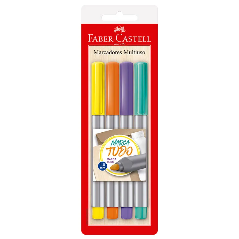 Pincel multiuso permanente MULTI/ES4ZF com 4 unid - Faber-Castell