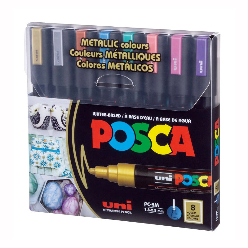 Caneta Posca PC-5M-8C Metallic Colors estojo com 8 cores - Uni-Ball