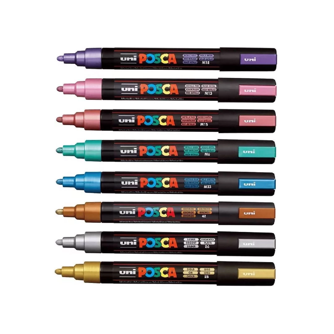 Caneta Posca PC-5M-8C Metallic Colors estojo com 8 cores - Uni-Ball