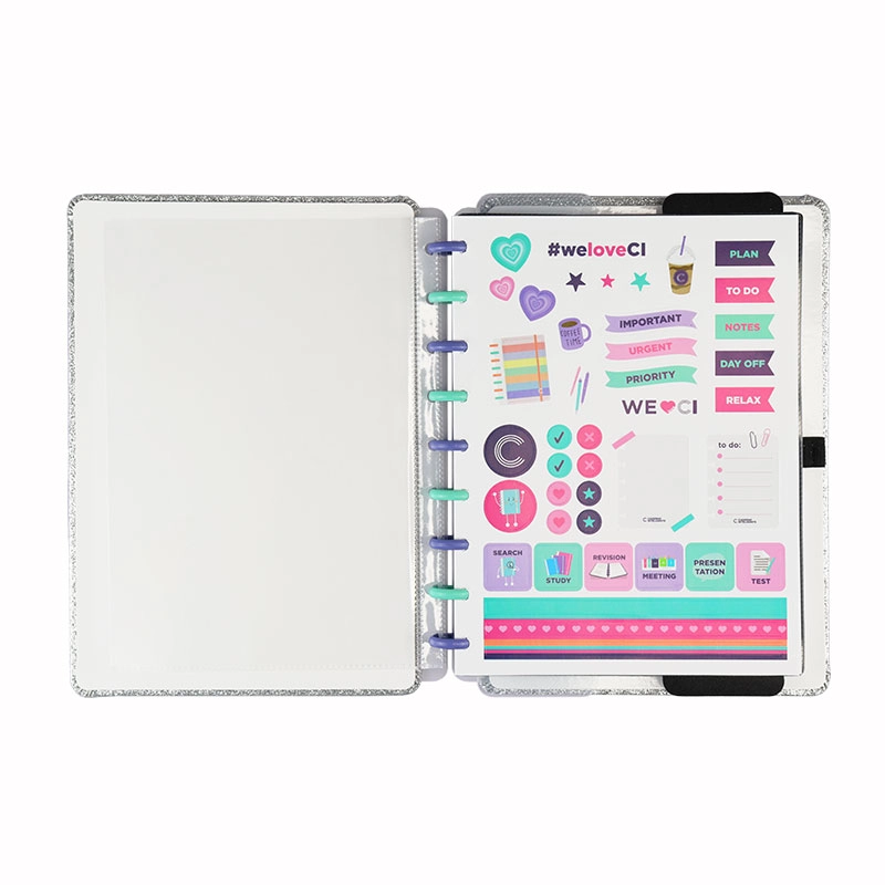 Caderno inteligente médio Lets Glitter Silver 2.0 - CIMD3134