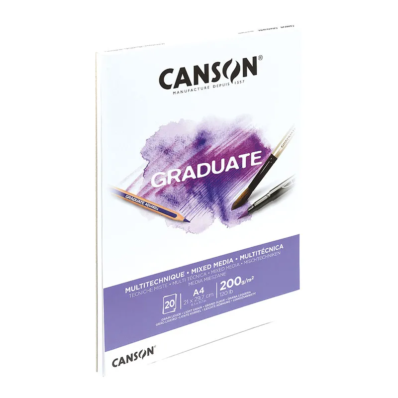 Bloco graduate multi técnica branco A4 200g - com 20 folhas - Canson