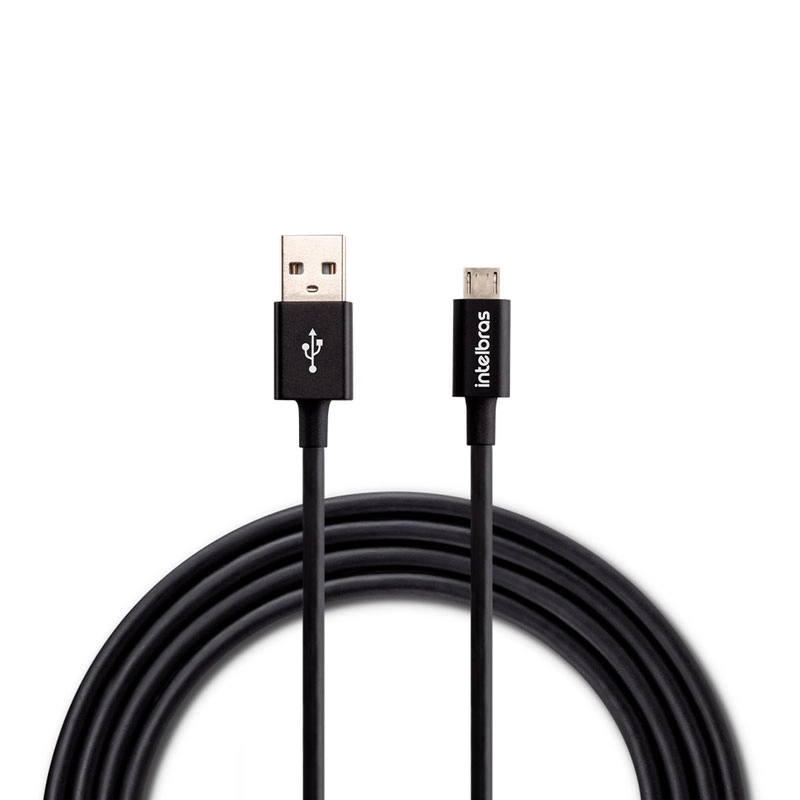 Cabo micro USB PVC Preto 1,2m EUAB12PP - Intelbras