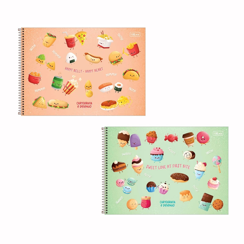 Caderno espiral capa dura cartografia 80 folhas Taste - Tilibra