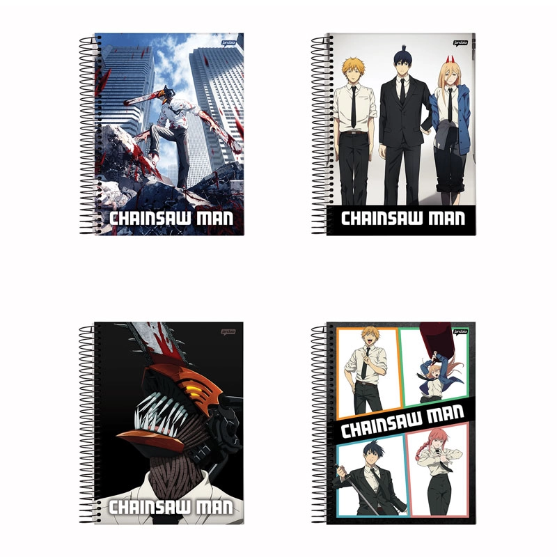 Caderno espiral capa dura universitário 1x1 80 folhas Chainsaw Man - Jandaia