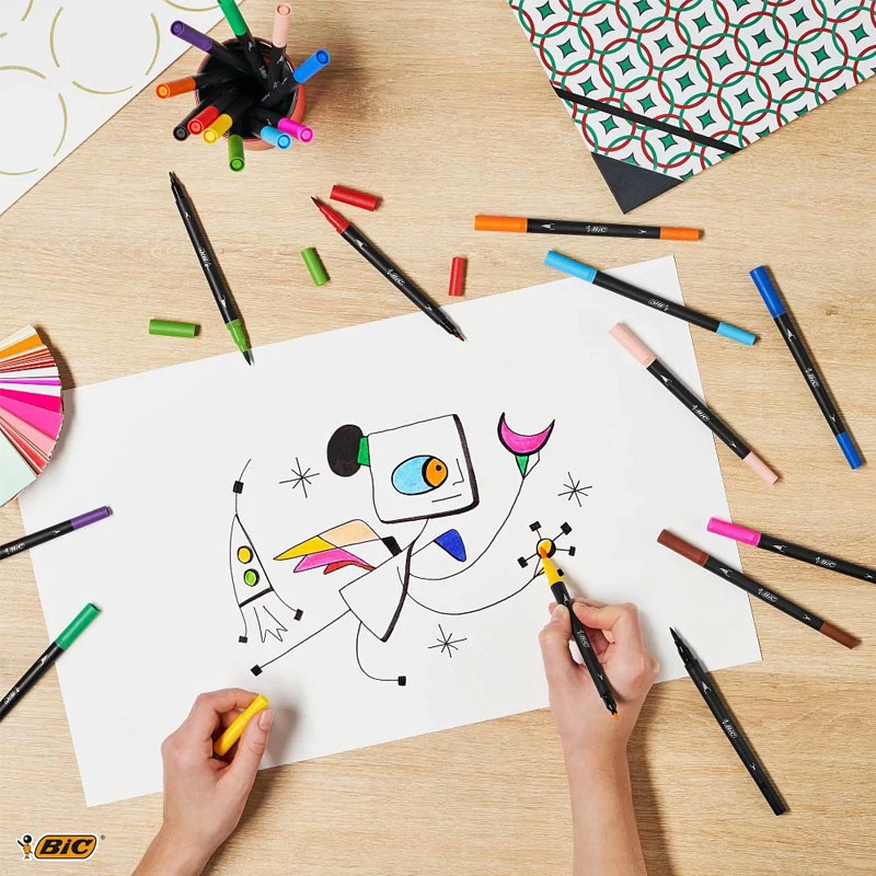 Caneta hidrográfica Dual Tip Intensity Rosa - Bic