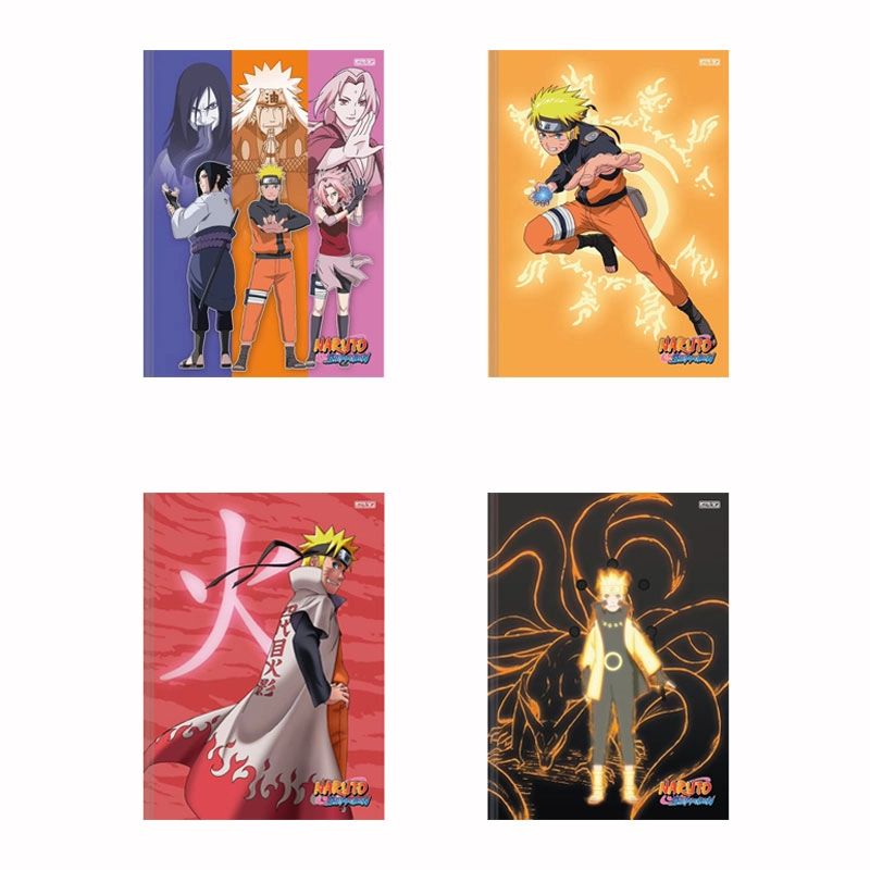 Caderno brochurão capa dura universitário 1x1 80 folhas Naruto - São Domingos