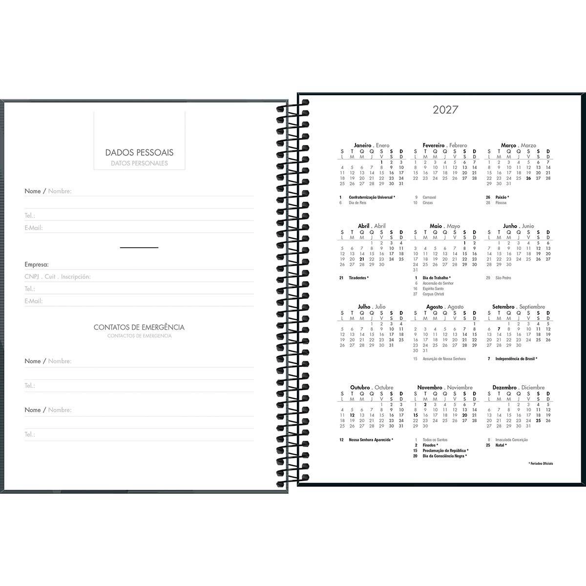 Agenda executiva espiral diária Spot Masculina 275x200mm 2027 - Tilibra