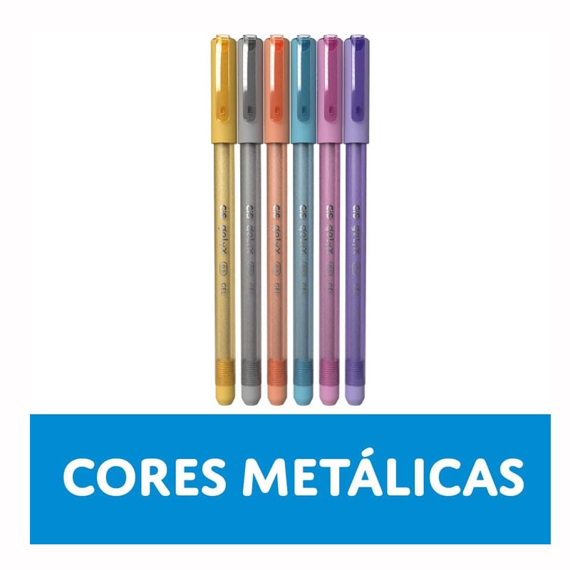 Caneta gel 1.0mm Gelyx com 6 cores metálicas - Cis