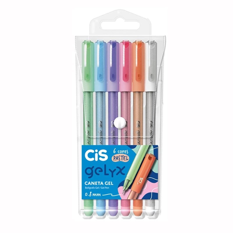 Caneta gel 0.8mm Gelyx com 6 cores pastel - Cis