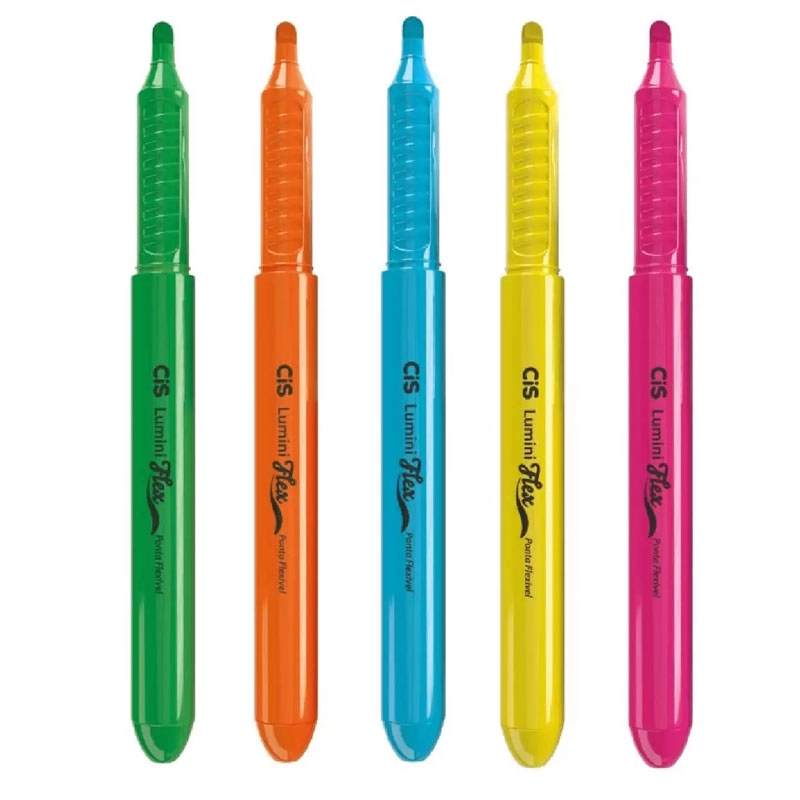 Pincel marca texto Lumini Flex Neon 5 unidades - Cis