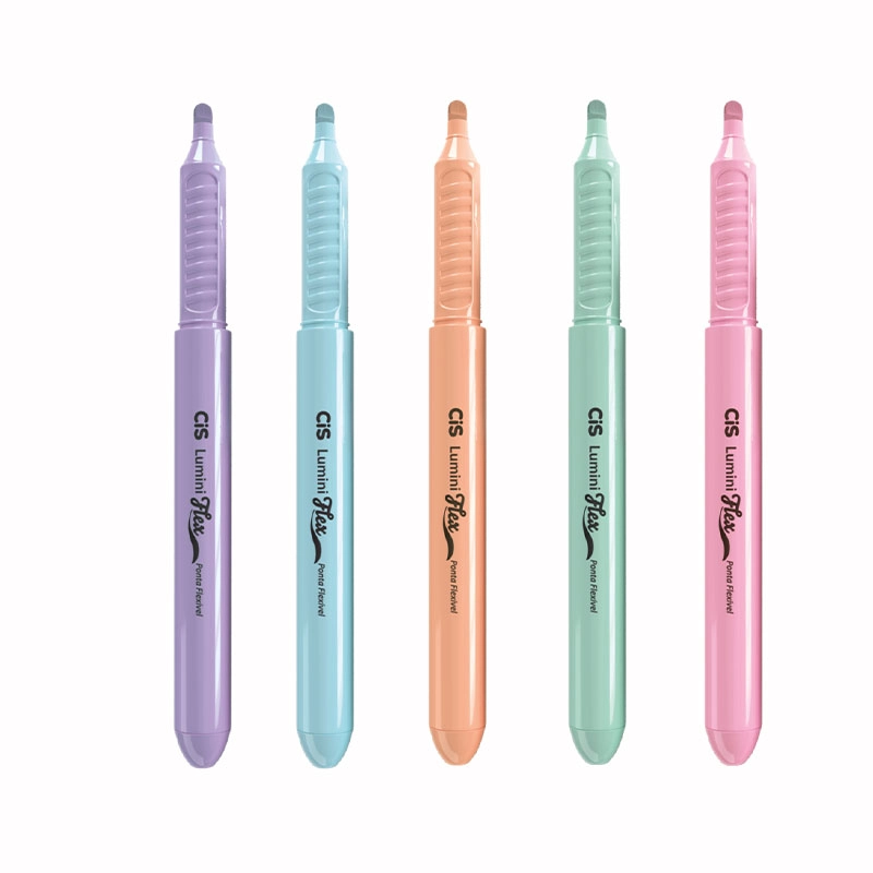 Pincel marca texto Lumini Flex Pastel 5 unidades - Cis