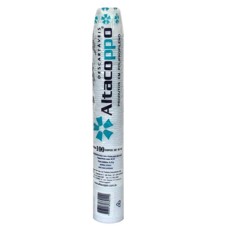 Copo plástico descartável Super Premium branco 50ml 100und - Altacoppo