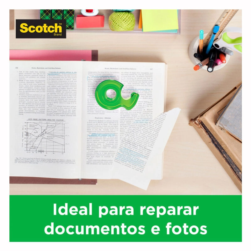 Fita mágica Scotch com suporte Laranja 19mmx10m 810 - 3M