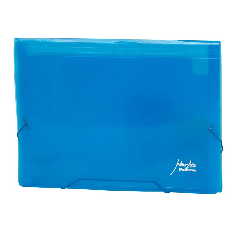 Pasta sanfonada oficio com 12 divisões Azul - Polibras