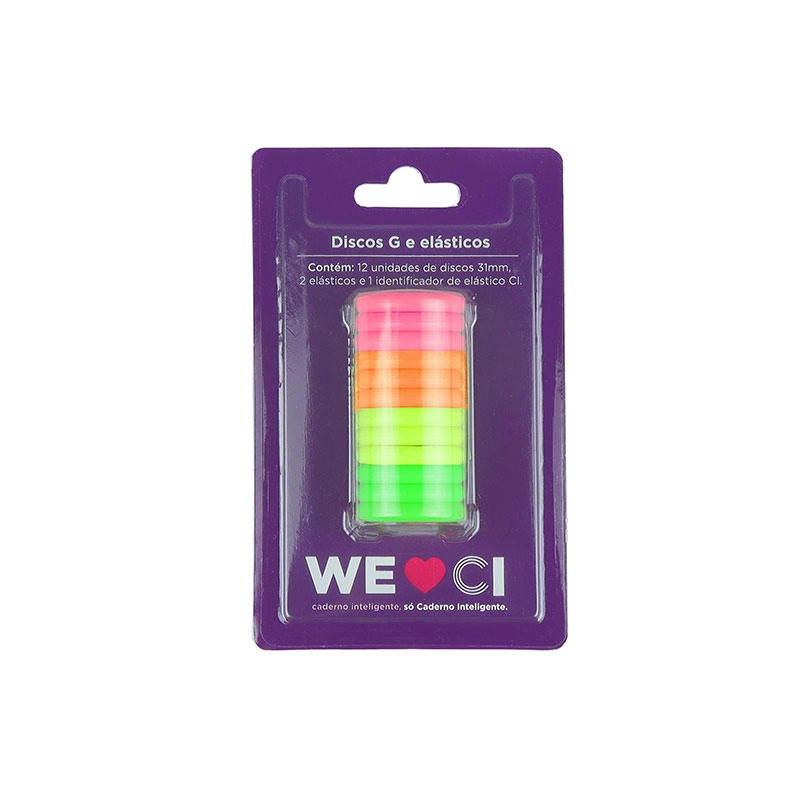 Discos e elástico caderno inteligente Neon Glow 31mm CI312028