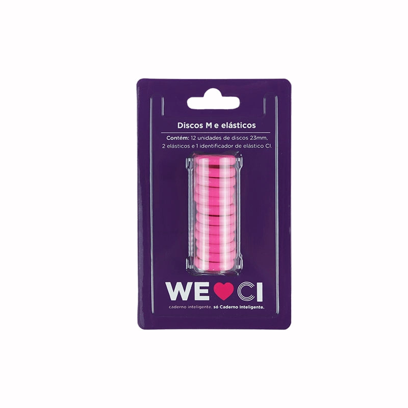 Discos e elástico caderno inteligente Super Pink 23mm CI231051