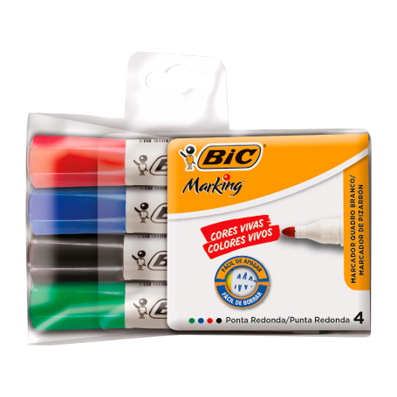 Pincel para quadro branco Marking com 4 cores 891683 - Bic