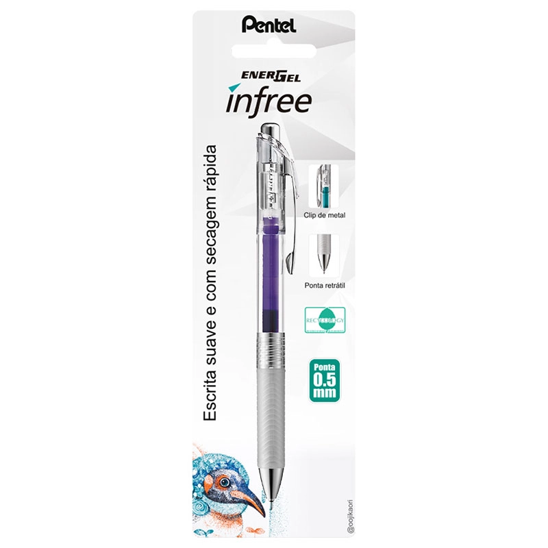 Caneta gel 0.5mm Energel Infree Violeta blister - Pentel