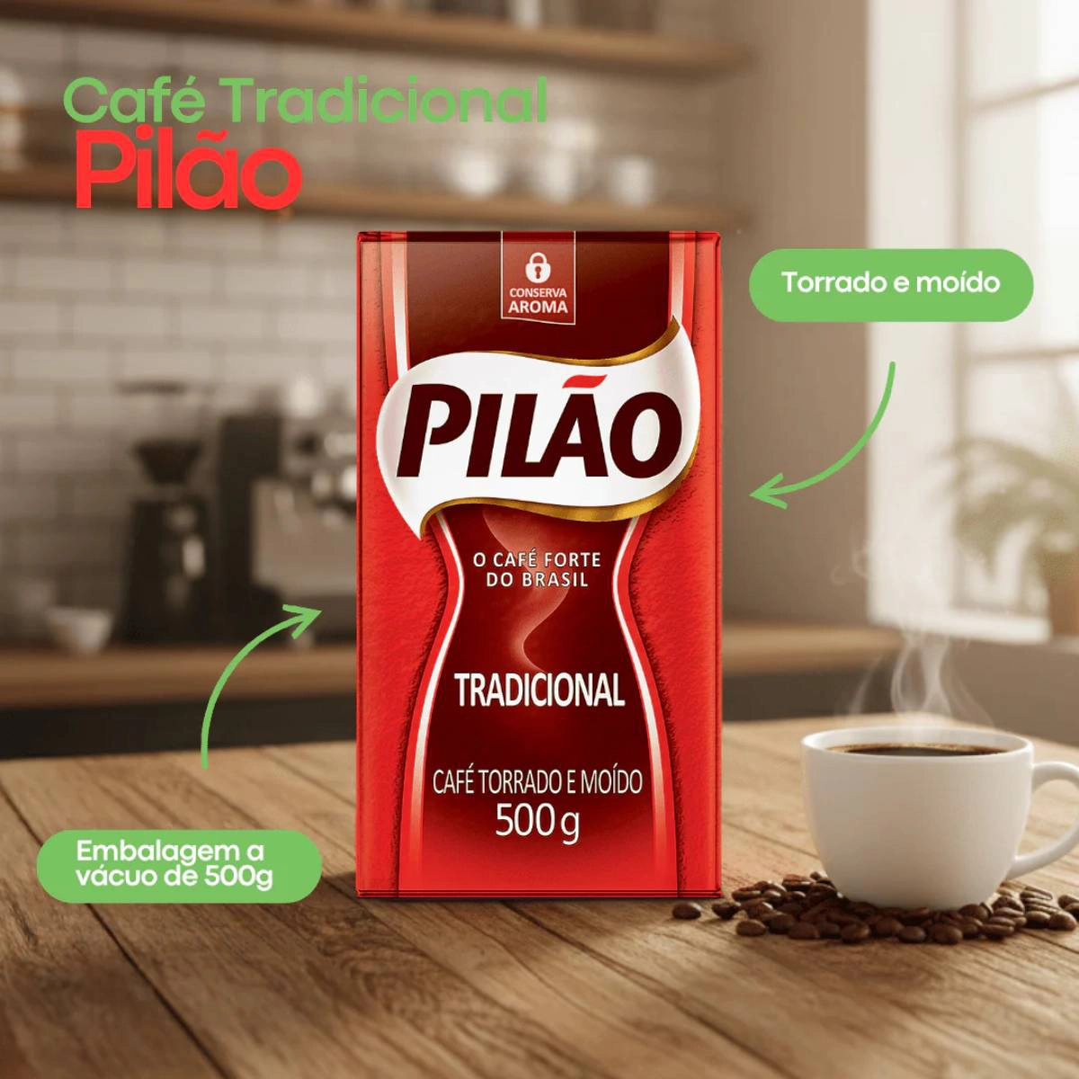 Café em Pó Tradicional 500g vácuo - Pilão