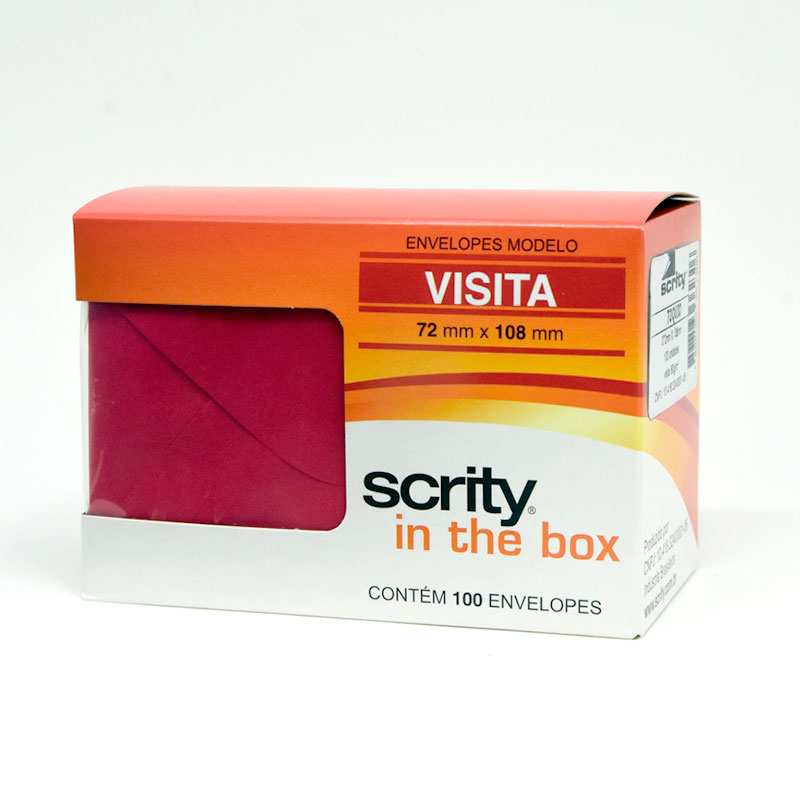 Envelope Color Plus Vermelho 72x108mm - caixa com 100 unidades - Scrity