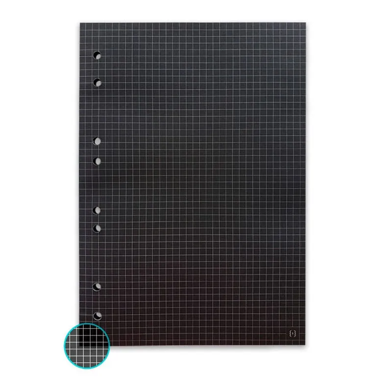 Bloco para fichário colegial quadriculado Preto 8 furos 30 fls - Nali