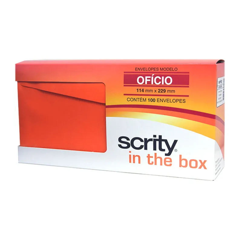Envelope Color Plus Laranja 114x229mm 100und Scrity