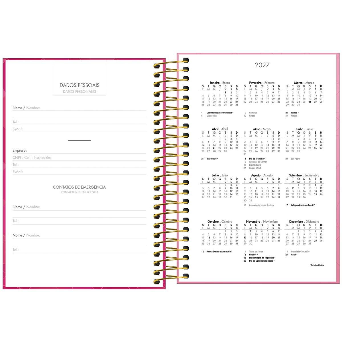 Agenda executiva espiral diária 1/4 Spot Feminina 187x129mm 2027 - Tilibra