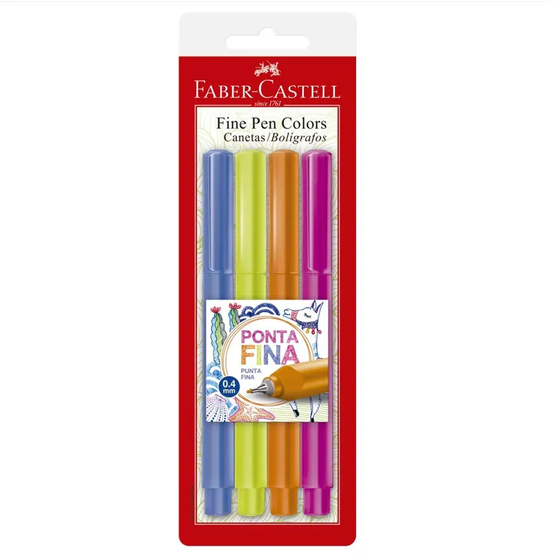 Caneta hidrográfica Fine Pen Colors FPB/ES2ZF com 4 unidades - Faber-Castell