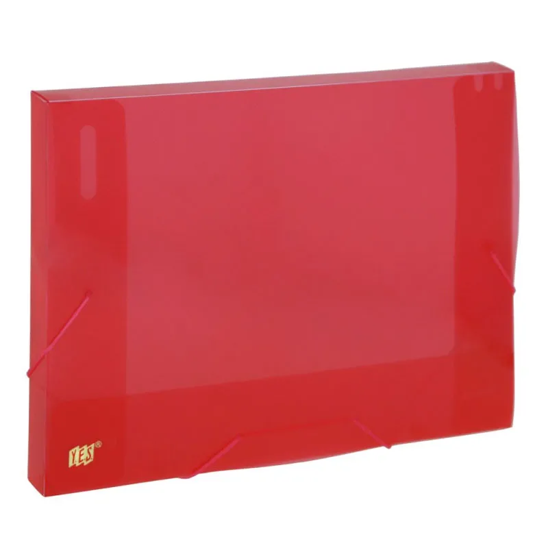 Pasta com aba elástico ofício lombo 20mm - transparente vermelha - CX020S/VM - Yes