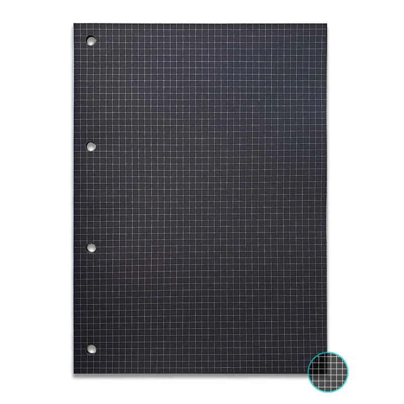 Bloco para fichário universitário quadriculado Preto 4 furos 30 fls - Nali