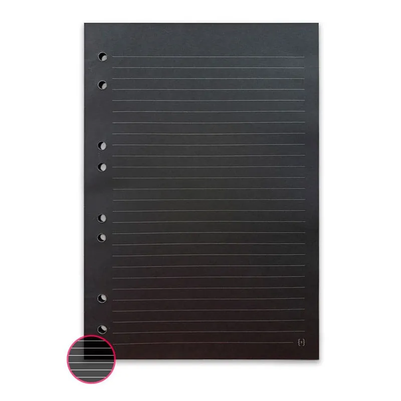 Bloco para fichário colegial pautado Preto 8 furos 30 fls - Nali