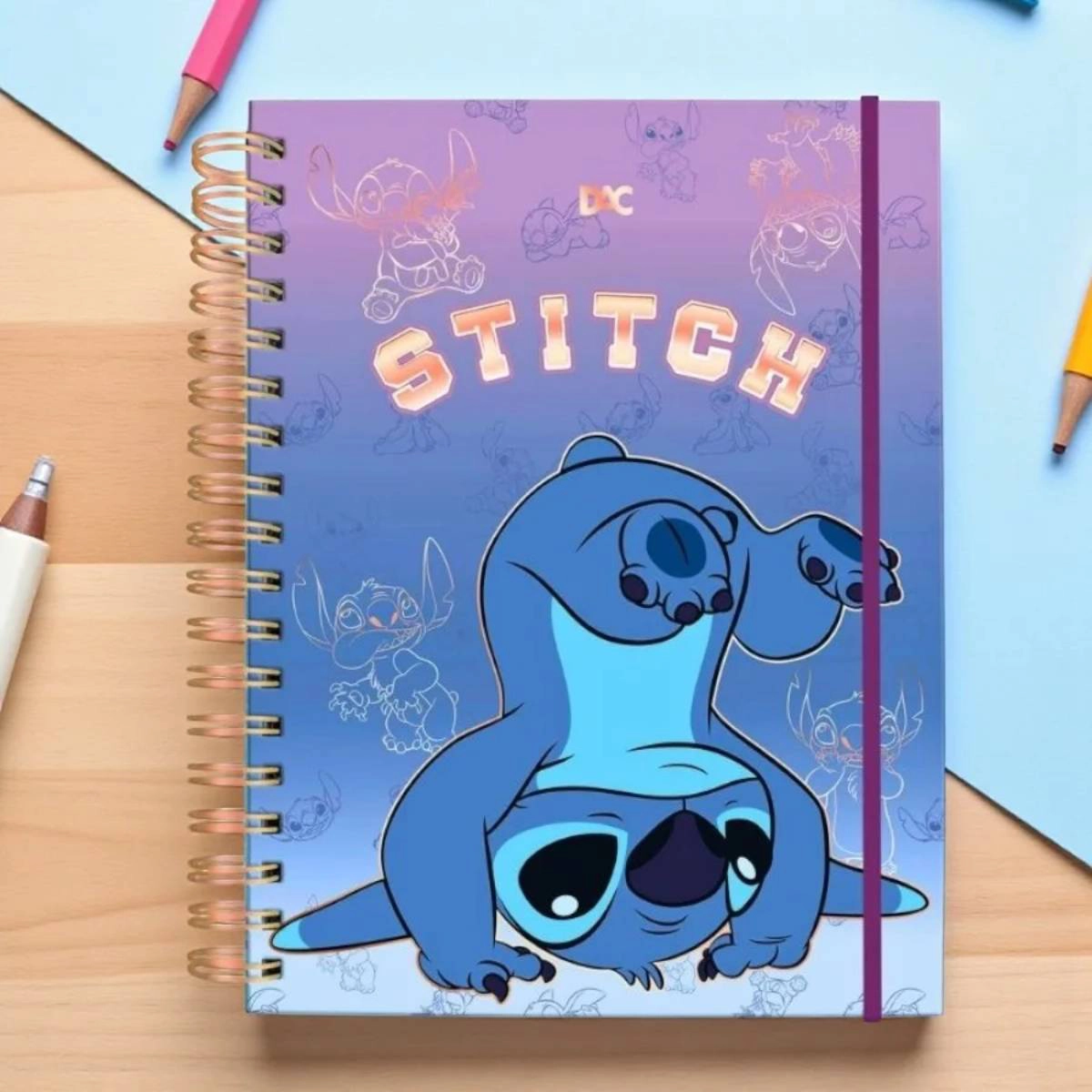 Caderno espiral capa dura universitário Smart 80 folhas 4512 Stitch - Dac