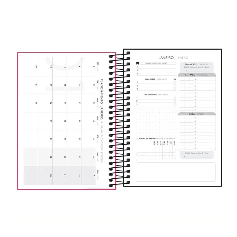 Agenda espiral diária capa plástica Cores Neon 2026 - Tilibra